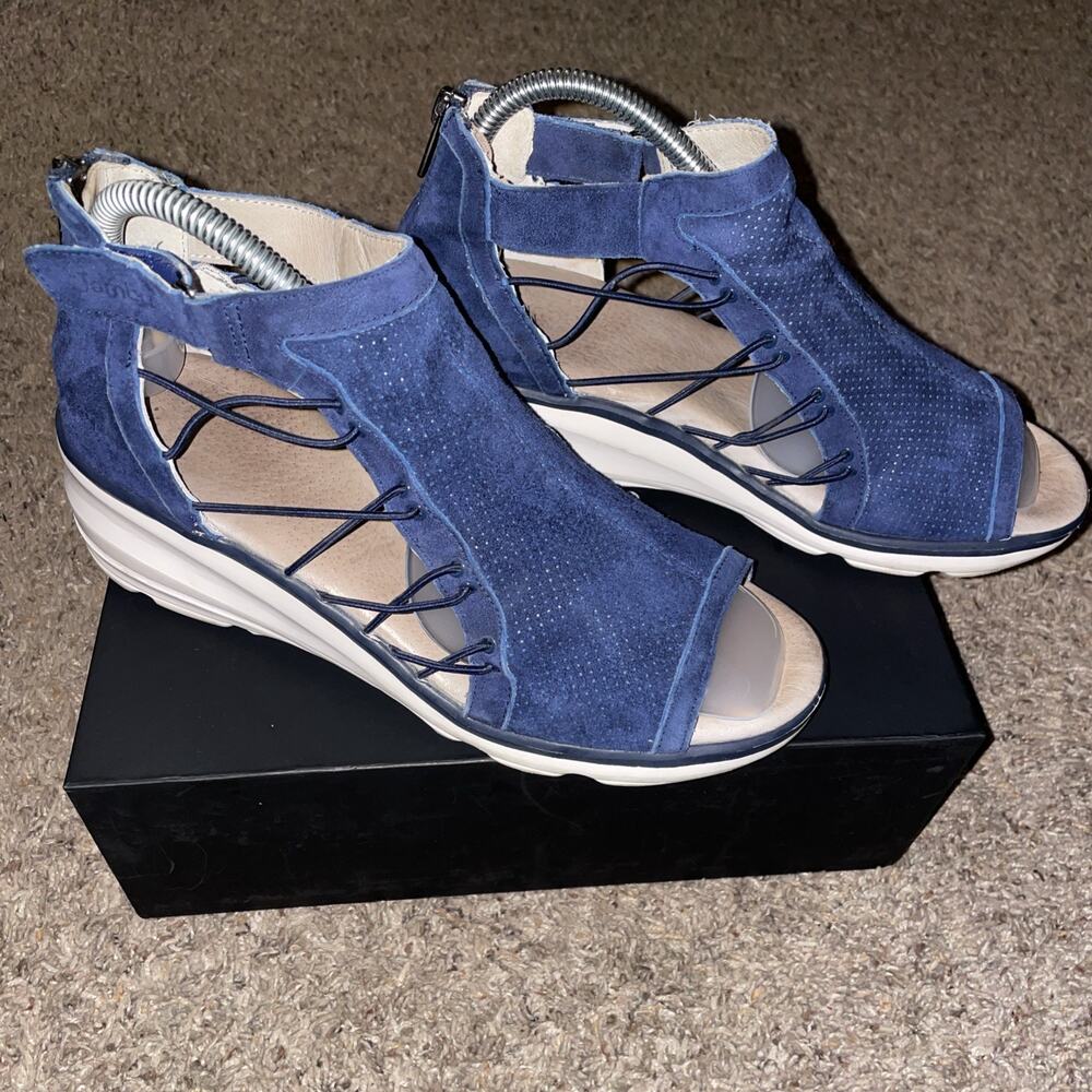 Jambu Naomi Blue Suede Leather Lace Up Wedge Gladiator Sandals Women's Size 9M - Picture 2 of 8